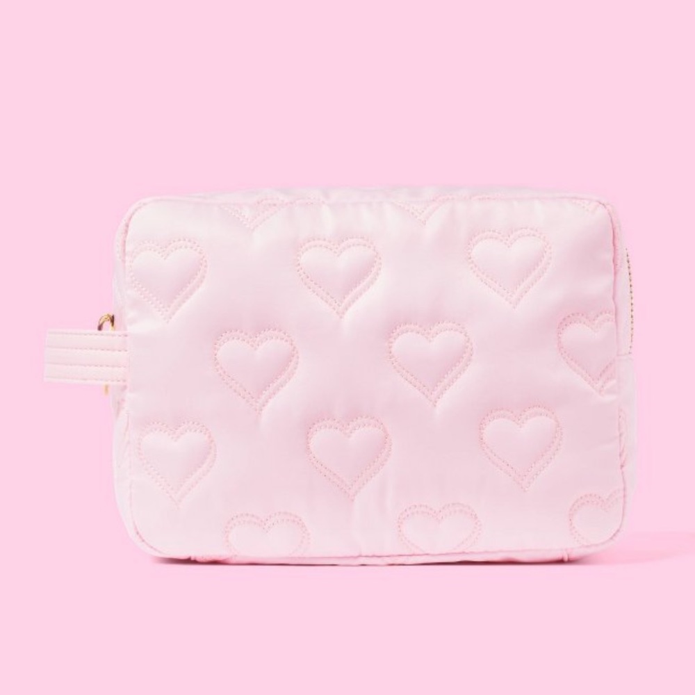 Stoney Clover Lane x Target Light Pink Quilted Hearts Large Pouch NWT